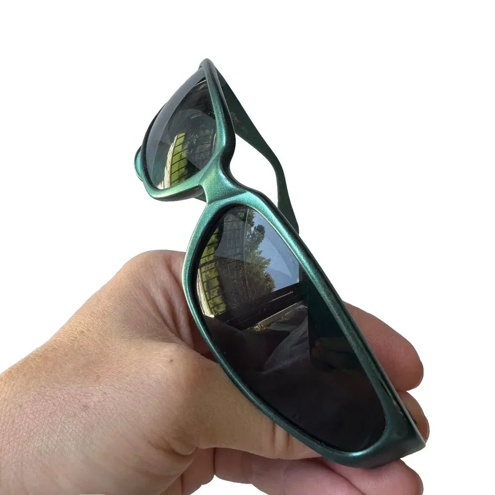 VTG  Vintage Stussy Seville Sunglasses Metallic Green Wrap Around Sport 90s Y2K